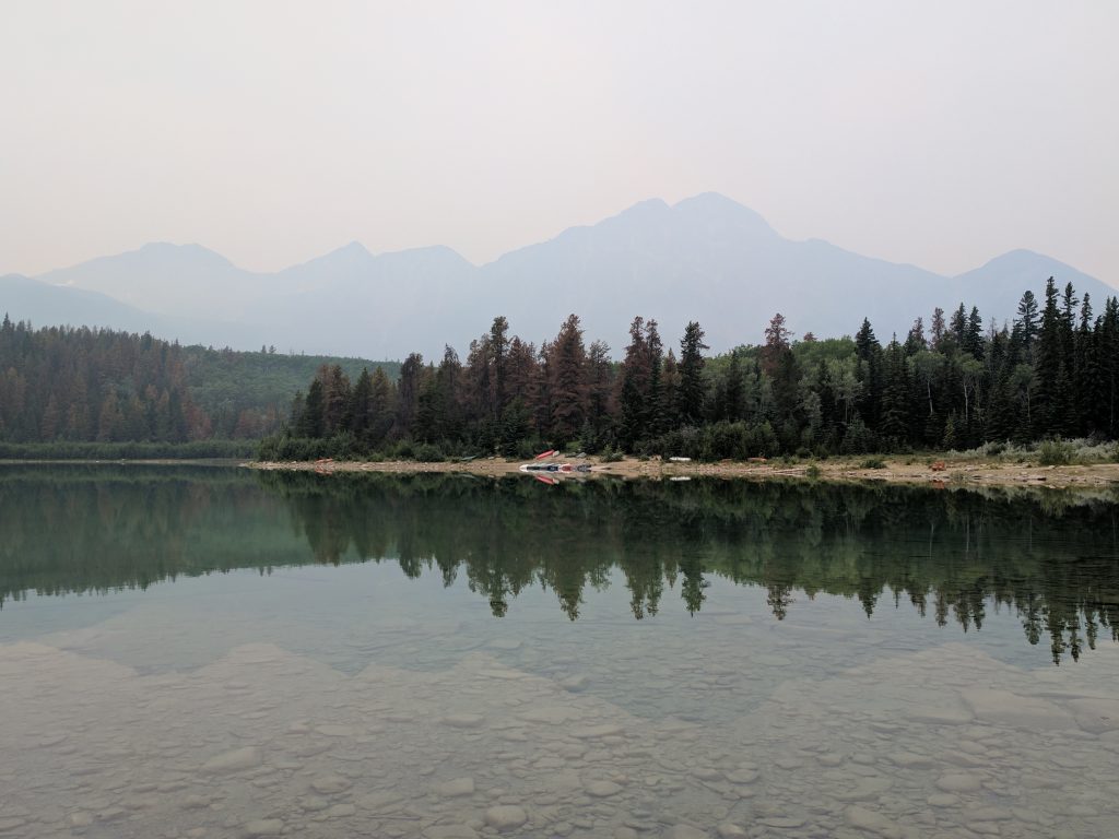 A smoke-filled view of Patricia Lake