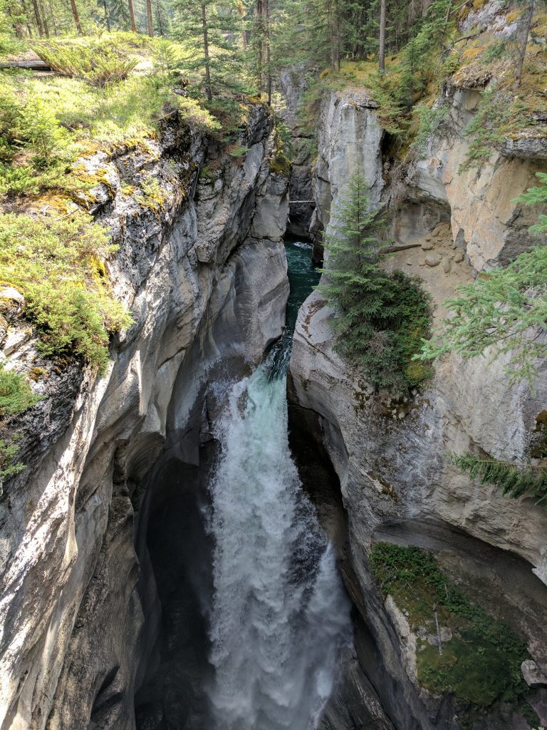 A waterfall in Maligne Canyon