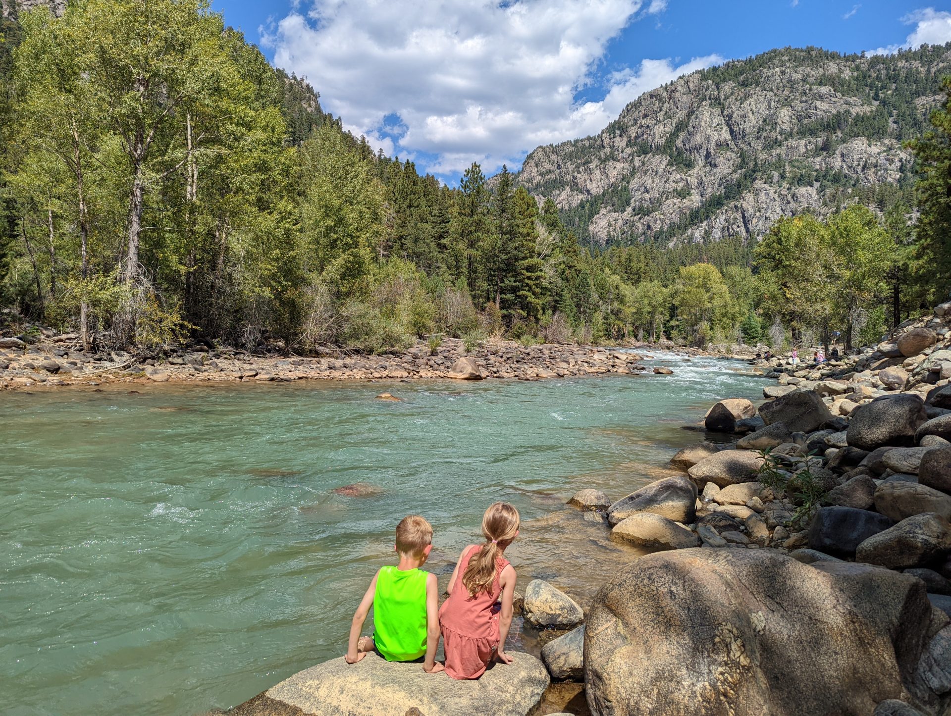 Sitting on the edge of the Animas River in Colorado