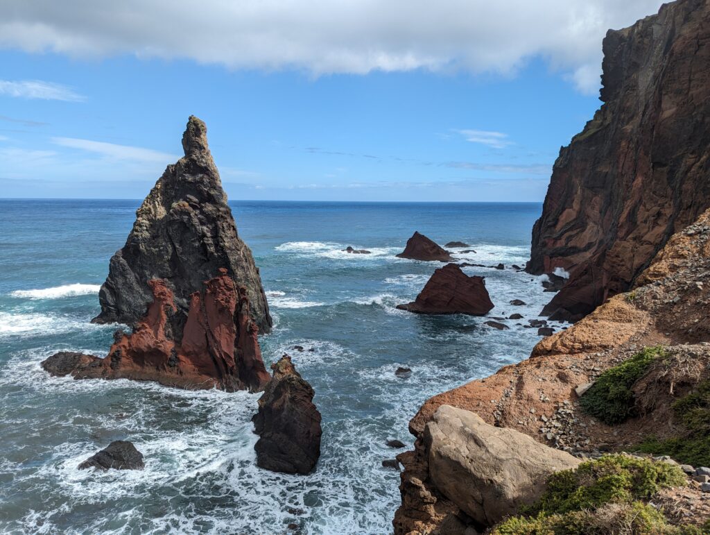 View of sea stacks on Madeira, Portugal