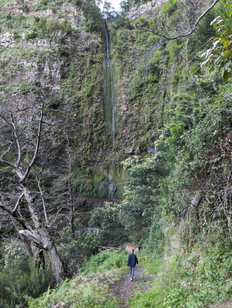 A very thin but tall Pisao waterfall on Madeira